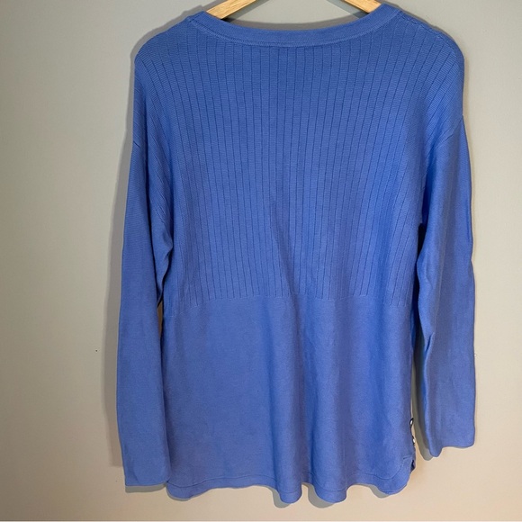 Talbots Blue Mixed Stitch Button Detail Tunic Sweater - women’s‎ size Large EUC - Picture 7 of 7